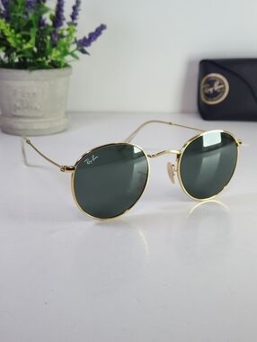 Ray-Ban Round Metal Sunglasses. RB3447. G-15 50□21 Lenses Gold Frame